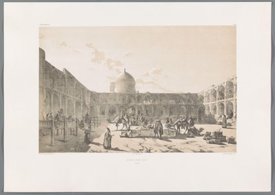Kazvin Kervansaray-ı Şah Caravân-Serail-I-Châh (Casbin) (nesne üzerindeki başlık) Pers manzaraları (dizi başlığı) Perse modern (dizi başlığı) by Eugene Flandin