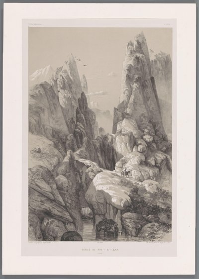 Dağ Kanyonu İran'da Kuh-e Pir Zan Défilé de Pir-a-Zan (Fars) (nesne üzerindeki başlık) İran manzaraları (dizi başlığı) Farsça modern (dizi başlığı) by Eugene Flandin