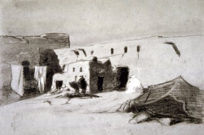 Sahel#39;deki köy by Eugène Fromentin