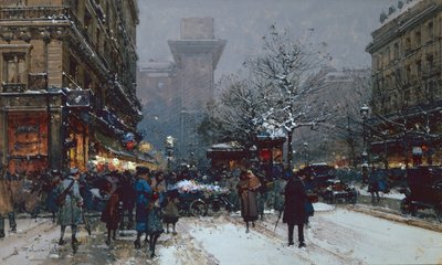 Porte St. Denis, Paris (siyah tebeşir ve gövde rengi) by Eugene Galien Laloue