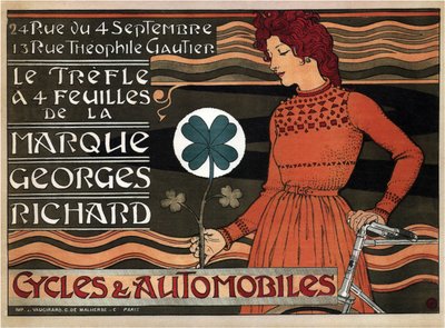 Bisikletler ve arabalar Georges Richard, 1899 by Eugene Grasset