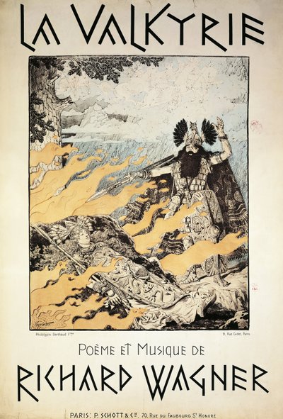 Fransa, Paris, Richard Wagner tarafından yazılan The Valkyrie Posteri by Eugene Grasset