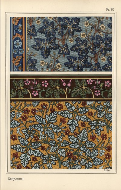 Duvar kağıdı ve kumaş desenlerinde sardunya motifleri by Eugene Grasset