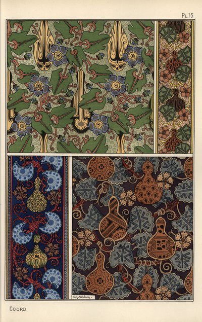 Kumaş ve duvar kağıdı desenlerinde kabak by Eugene Grasset