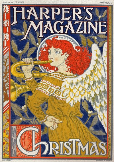 Din. Noel meleği. Eugene Grasset'in Harper's Magazine, ABD için hazırladığı poster by Eugene Grasset