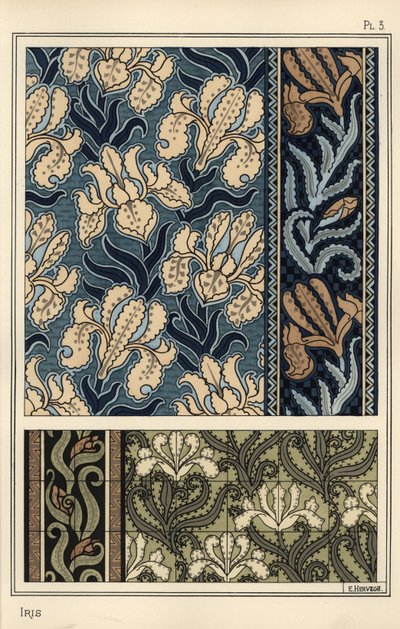 Kumaşlar ve fayanslar için desenlerdeki iris by Eugene Grasset
