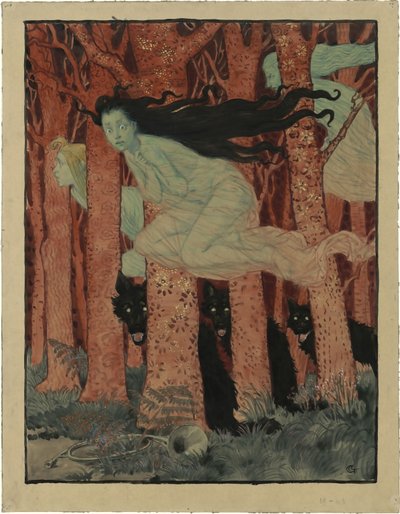 Üç kadın ve üç kurt Üç kadın ve üç kurt, yaklaşık 1892. by Eugene Grasset