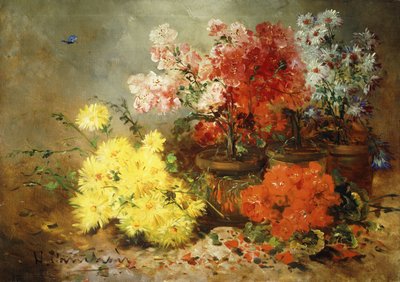 Saksıda Papatya, Begonya ve Diğer Çiçekler, by Eugene Henri Cauchois