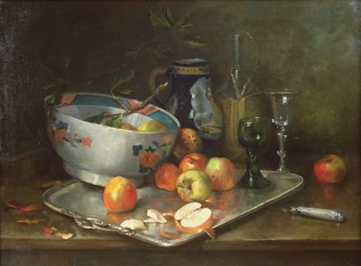 Elma ile Natürmort by Eugene Henri Cauchois
