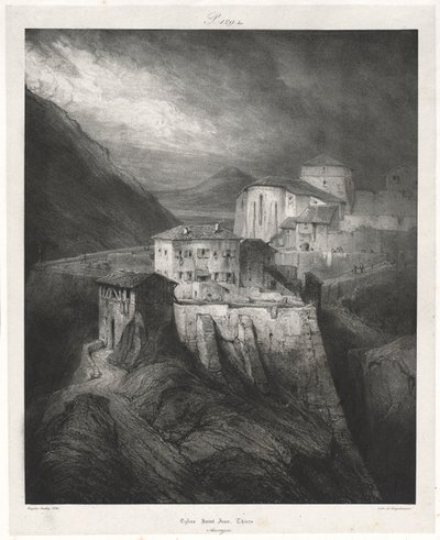 Eski Fransa'da Pitoresk ve Romantik Yolculuklar: Auvergne (cilt II): St. John Kilisesi, Thiers, Levha 129 by Eugene Isabey