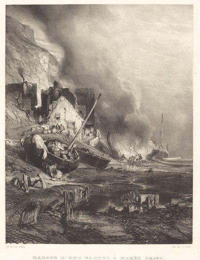 Alçalan Bir Geminin Yeniden Takılması by Eugene Isabey