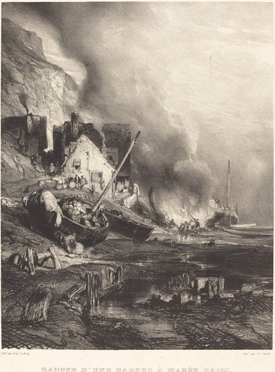 Düşük gelgitte bir teknenin onarımı by Eugene Isabey