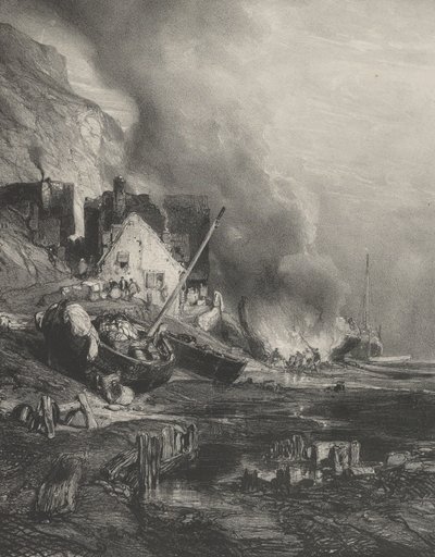 Alçalan Bir Geminin Yeniden Takılması, 1833. by Eugene Isabey