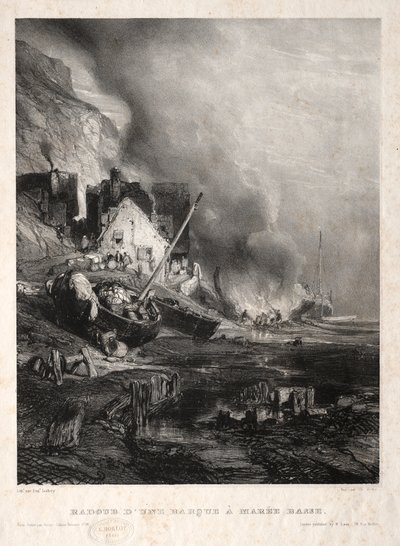 Altı Deniz Piyadesi: Gelgitte bir teknenin tamiri, 1833. by Eugene Isabey