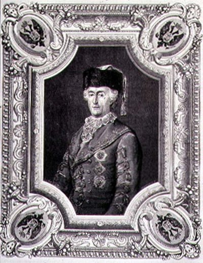 Stephane Pannemaker (1847-1930) tarafından oyulmuş Seyahat Kostümlü Büyük Catherine (1729-96) portresi (gravür) by Eugene Joseph (after) Viollat