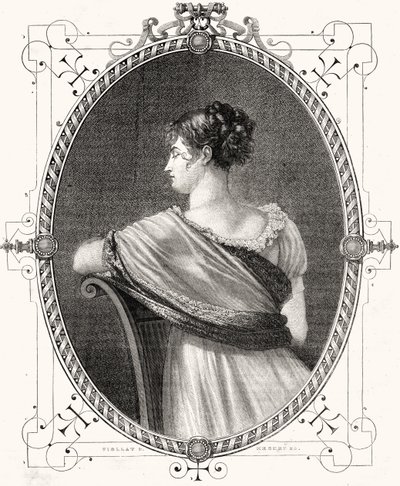 Antoine Auguste Ernest Hebert (1817-1908) tarafından oyulmuş Madam Recamier (1777-1849) portresi by Eugene Joseph Viollat
