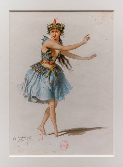 Korrigane. Charles-Marie Widor Balesi, kostüm modeli. 1880, kağıt üzerine kalem, sulu boya ve guaş. by Eugene Lacoste