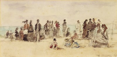 Sahil Sahnesi, 1864 (kağıt üzerinde kalem & mürekkep & wc) by Eugene Louis Boudin
