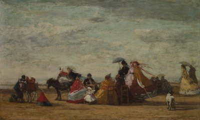 Sahil Sahnesi, yak. 1865-1867 (ahşap panel üzerine yağlıboya) by Eugene Louis Boudin