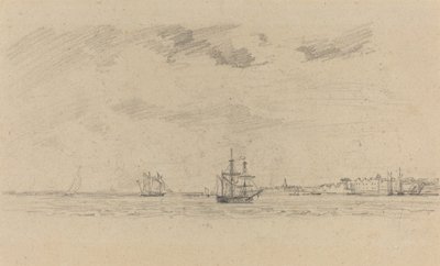 Denizcilik ile Kıyı Peyzajı, c. 1858. by Eugene Louis Boudin