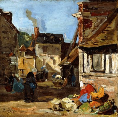 Honfleur, Saint-Catherine pazar yeri, 1867-1870 by Eugene Louis Boudin