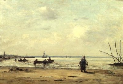 Honfleur Yakınlarında Alçak Gelgit, c.1864-66 (panelde yağ) by Eugene Louis Boudin
