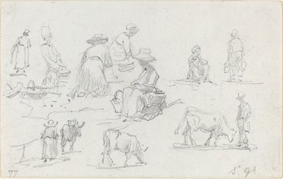 Köylüler ve İnekler [recto], 1877. by Eugene Louis Boudin