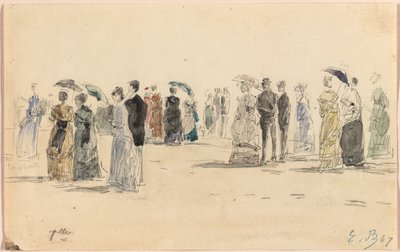 Trouville Sahilinde İnsanlar by Eugene Louis Boudin