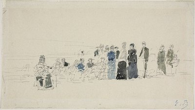 Sahilde Petticoats (rekto); Sahilde Breton Kadınlar (versi) by Eugene Louis Boudin