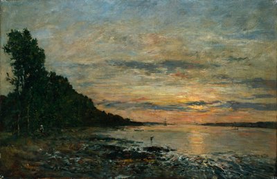 Plougastel, Haliç Üzerinde Gün Batımı, 1870-73 dolayları by Eugene Louis Boudin