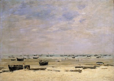 Alçak Gelgitte Nehir Mavnaları; Berck le Rivage ve Maree Basse, 1882 by Eugene Louis Boudin