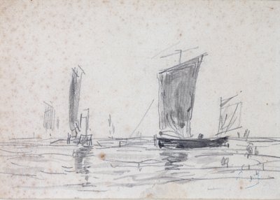 Denizde Yelkenli Tekneler (kağıt üzerinde yıkama ve grafit) by Eugene Louis Boudin