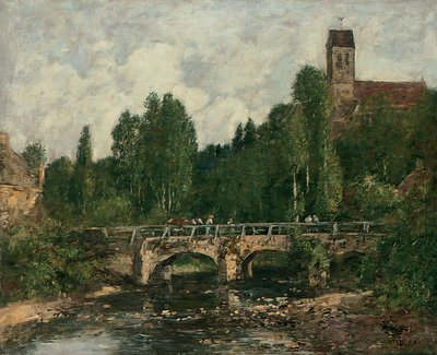 Saint-Cenery, Kilise ve Köprü, 1892 by Eugene Louis Boudin