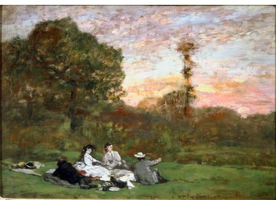 Çimlerin üzerinde öğle yemeği by Eugene Louis Boudin