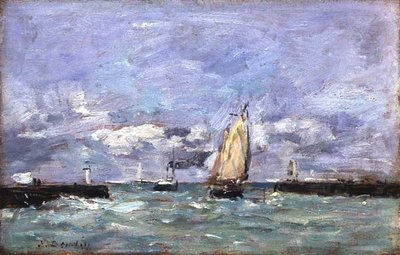 Trouville, c.1885-90 (panelde yağ) by Eugene Louis Boudin
