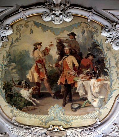 18. yüzyılda bir av yemeği Eugene Louis Lami (1800-1890) tarafından resim 19. yüzyıl Chantilly, Musee Conde by Eugene Louis Lami