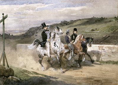 Horace Vernet ve Çocukları Kırda Sürerken by Eugene Louis Lami