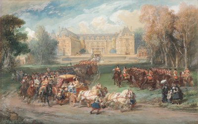 Louis XIV Versailles Parkında Arabasını Sürerken by Eugene Louis Lami