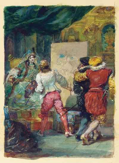 Moliere "s" Le Sicilien veya l "Amour Peintre", Lemoisne, no.1357 by Eugene Louis Lami