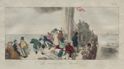Londra Hatıra Eşyası: Paket Teknede Geçiş, 1826. by Eugene Louis Lami