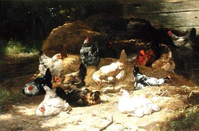 Tavuklar (tuval üzerine yağlı boya) by Eugene Remy Maes