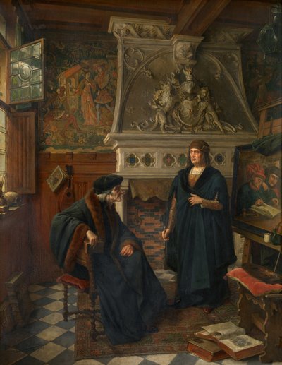 Erasmus ve Quentin Matsys (tuval üzerine yağlıboya) by Eugene Siberdt