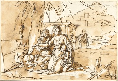 Madonna ve Çocuk, Azize Anne ve Bebek Aziz John, Arka Planda Aziz Joseph by Eugenio Agneni