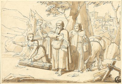 Köylü Kadının Keşişlere Yol Tarifi Vermesi by Eugenio Agneni