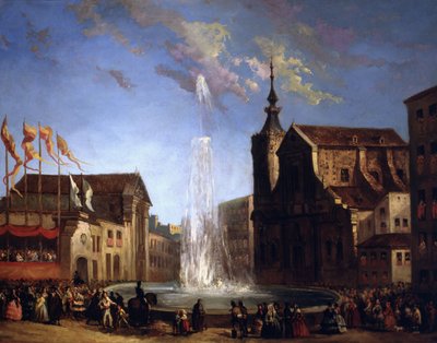 Calle de San Bernardo Çeşmesi'nde Lozoya'nın Su Temini by Eugenio Lucas y Padilla