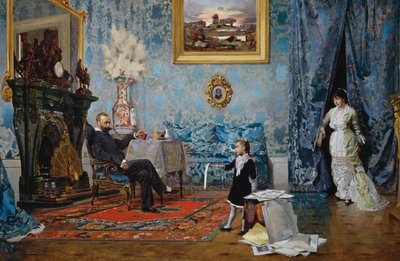 Fabricci ailesi, yaklaşık 1880, Eugenio Scomparini (1845-1913), tuval üzerine yağlı boya, 68x187 cm, İtalya by Eugenio Scomparini