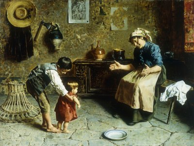 İlk Adımlar (tuval üzerine yağlı boya) by Eugenio Zampighi