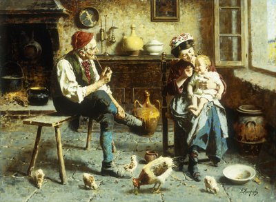 Mutlu Aile (tuval üzerine yağlı boya) by Eugenio Zampighi
