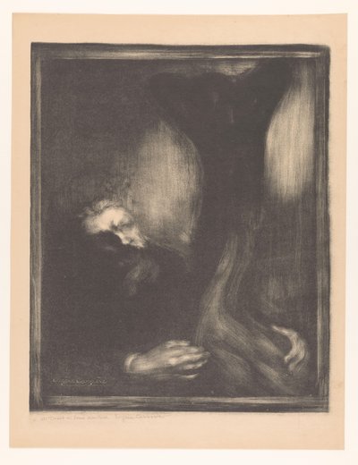 Bir heykel ile Rodin portresi Rodin heykeltıraş by Eugène Carrière