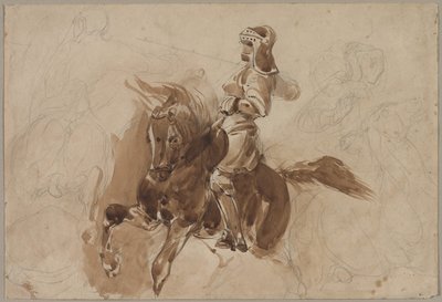 Atlı Zırhlı Figür (rekto) by Eugène Delacroix